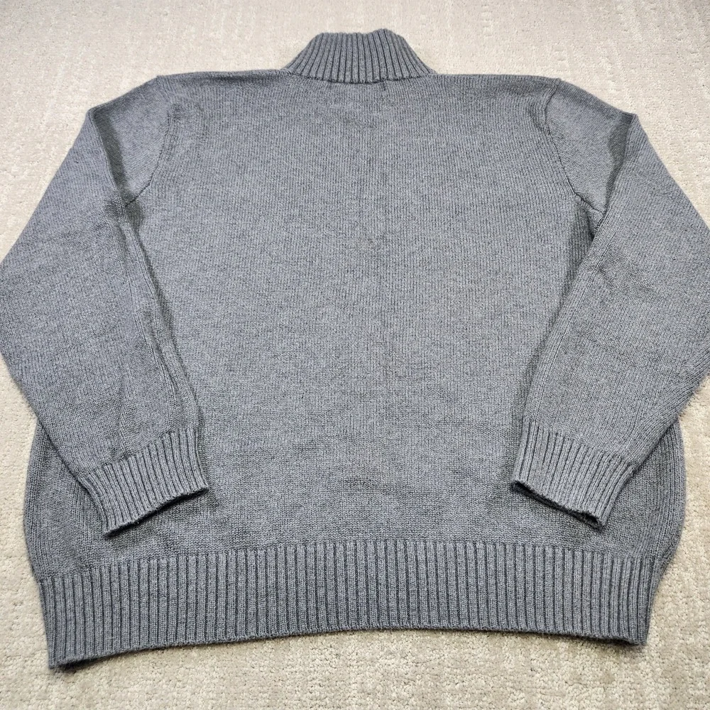 Polo Ralph Lauren Sweater Men Large Gray Heavy Cotton Chunky Knit 1/4 Zip Preppy